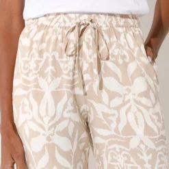 Broek<Blancheporte Ruime, soepele broek, tweekleurige etnische print ecru / beige