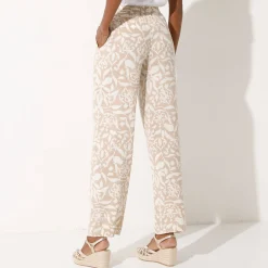 Broek<Blancheporte Ruime, soepele broek, tweekleurige etnische print ecru / beige