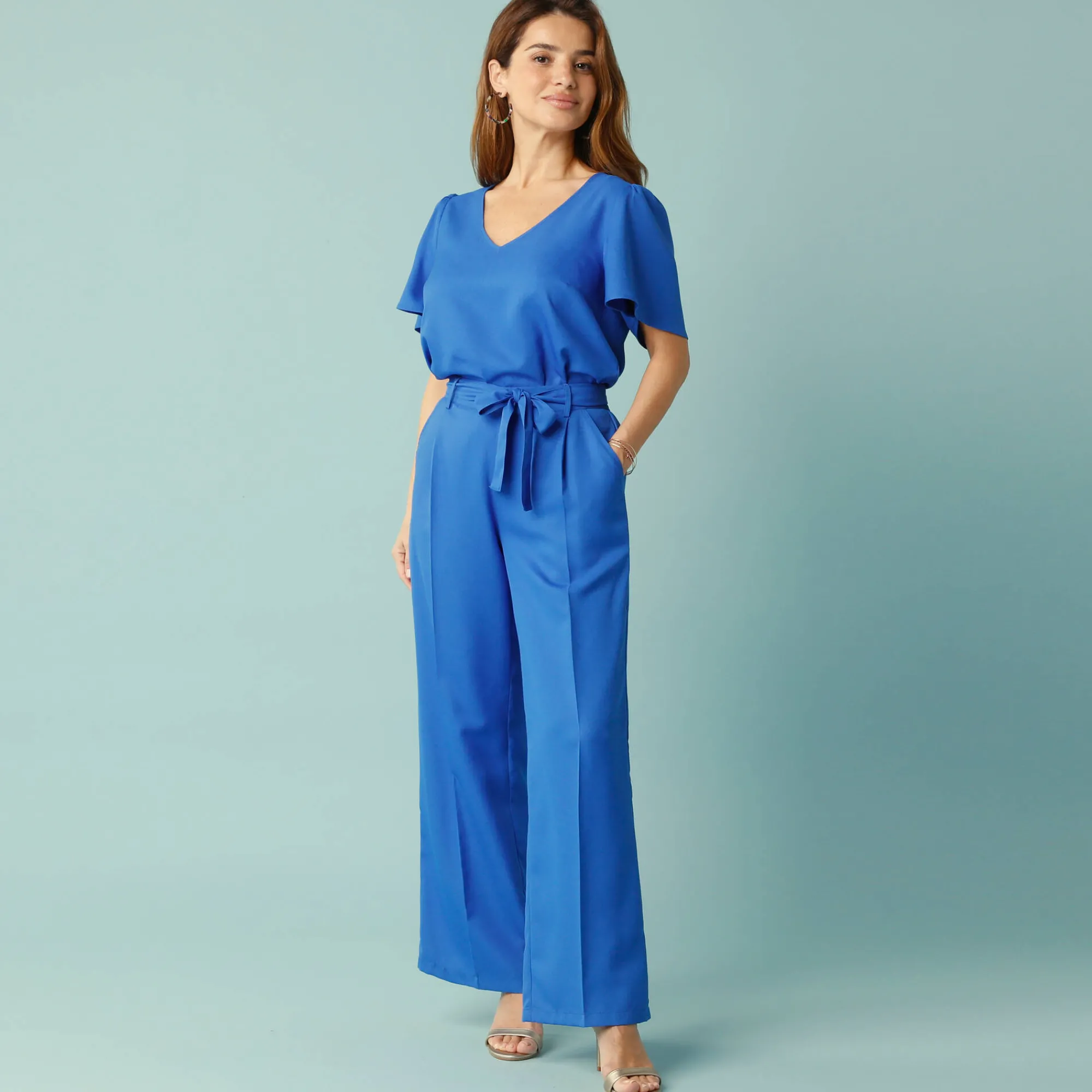 Broek|Jurk<Blancheporte Ruime, soepele broek, voor kleine lengtes felblauw