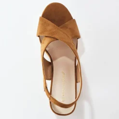 Sandalen En Espadrilles|Schoenen<Blancheporte Sandalen met hak en gekruiste riempjes beige