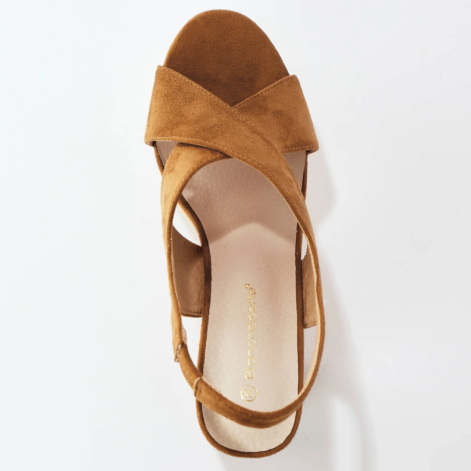 Sandalen En Espadrilles|Schoenen<Blancheporte Sandalen met hak en gekruiste riempjes beige