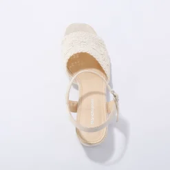 Sandalen En Espadrilles|Schoenen<Blancheporte Sandalen met macramé-effect en hak ecru