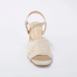 Sandalen En Espadrilles|Schoenen<Blancheporte Sandalen met macramé-effect en hak ecru