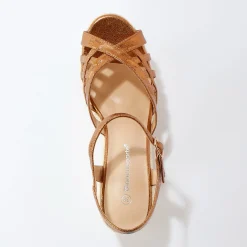 Sandalen En Espadrilles|Schoenen<Blancheporte Sandalen met sleehak en gekruiste riempjes bronskleur