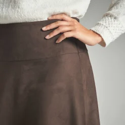 Rok<Lora Zellini Schaatstersrokje met suedineaspect chocolade