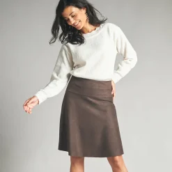 Rok<Lora Zellini Schaatstersrokje met suedineaspect chocolade