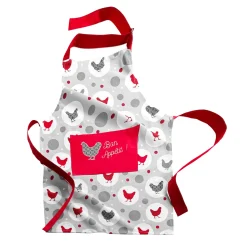 Schorten<Blancheporte Schort met kippenprint en "Bon appétit !" borduursel grijs / rood