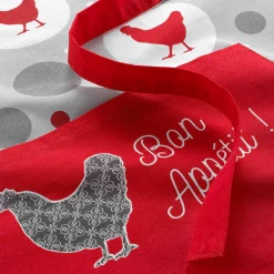 Schorten<Blancheporte Schort met kippenprint en "Bon appétit !" borduursel grijs / rood