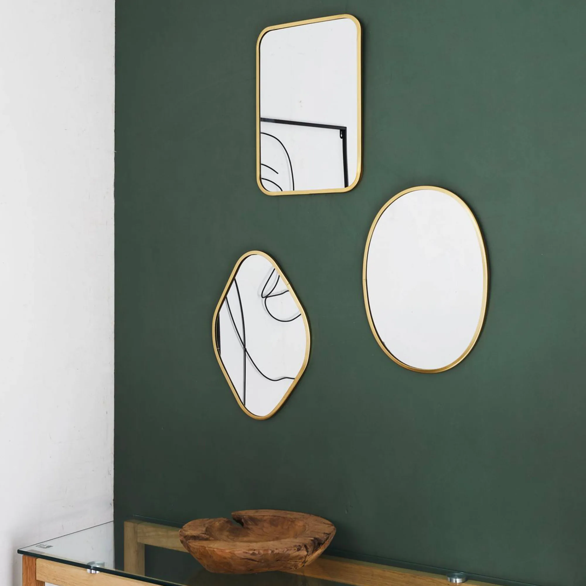 Feestdecoratie|Decoratieartikel<Blancheporte Set van 3 decoratieve spiegels goudkleurig