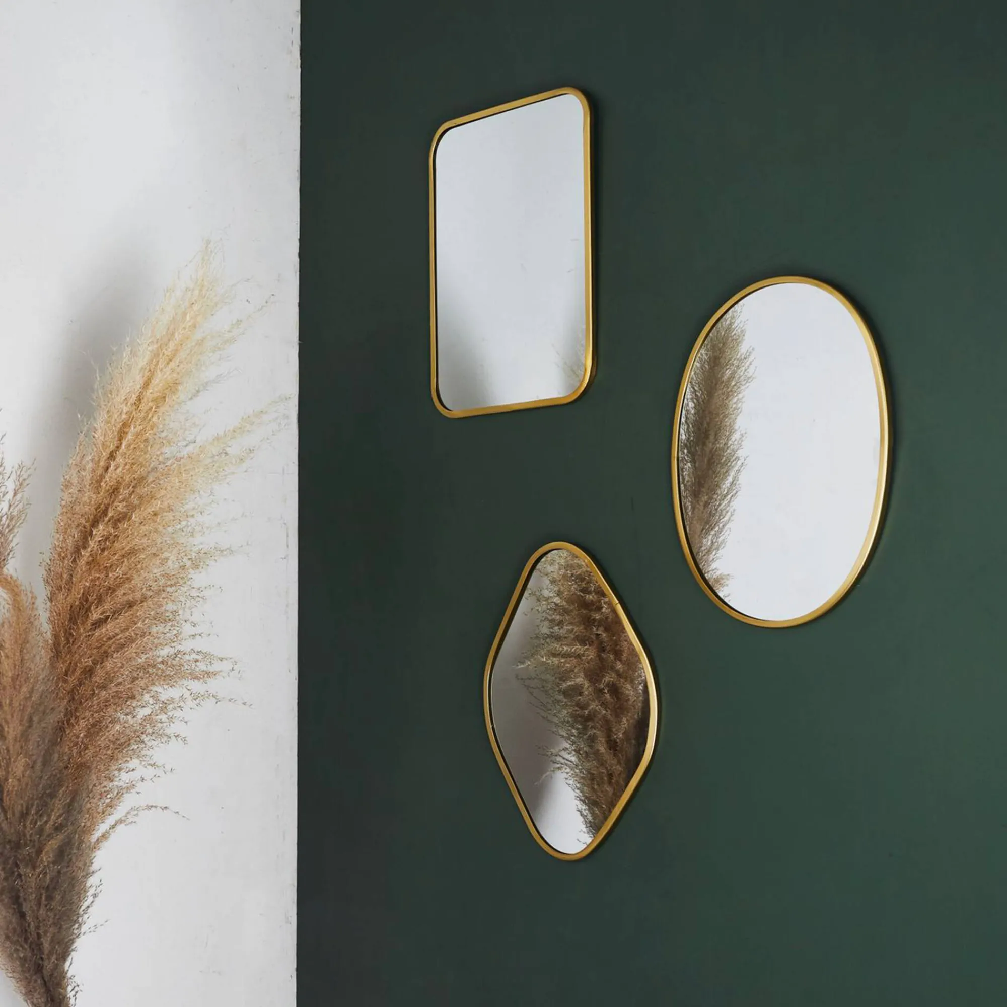 Feestdecoratie|Decoratieartikel<Blancheporte Set van 3 decoratieve spiegels goudkleurig