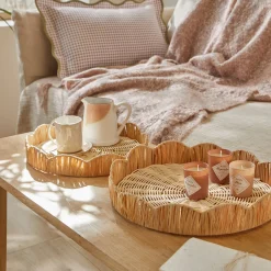 Decoratieartikel<Blancheporte Set van 2 dienbladen in rotan naturel