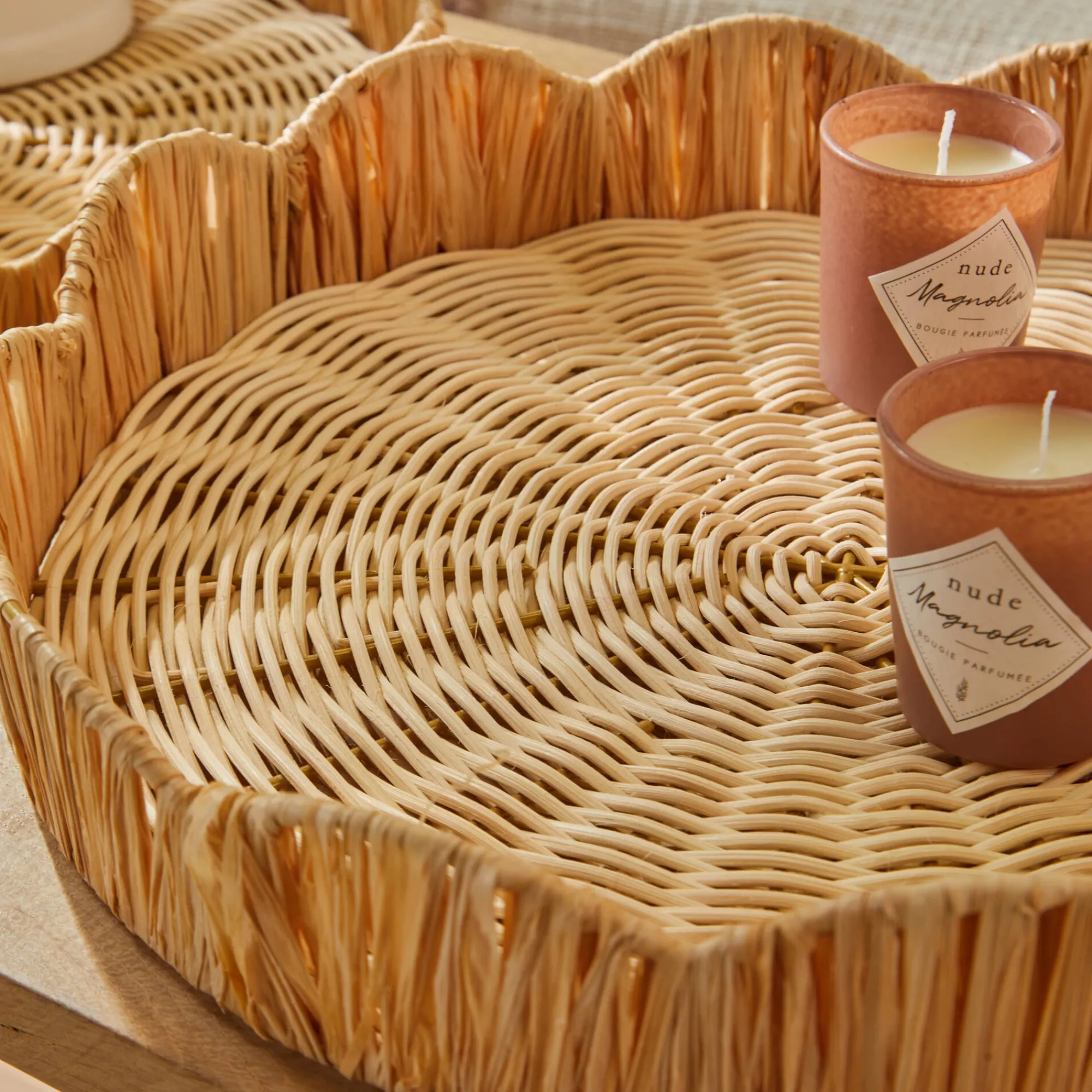 Decoratieartikel<Blancheporte Set van 2 dienbladen in rotan naturel