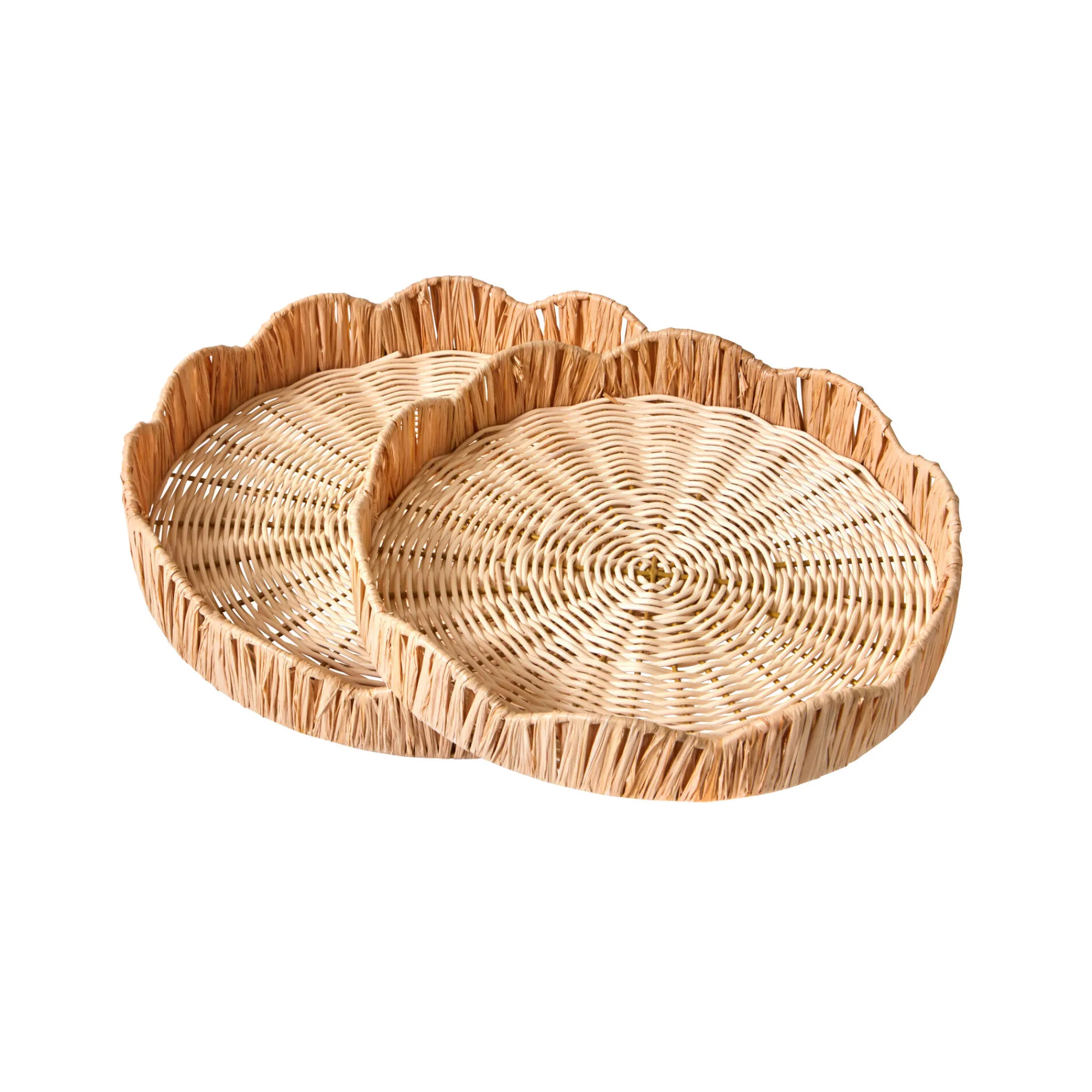 Decoratieartikel<Blancheporte Set van 2 dienbladen in rotan naturel