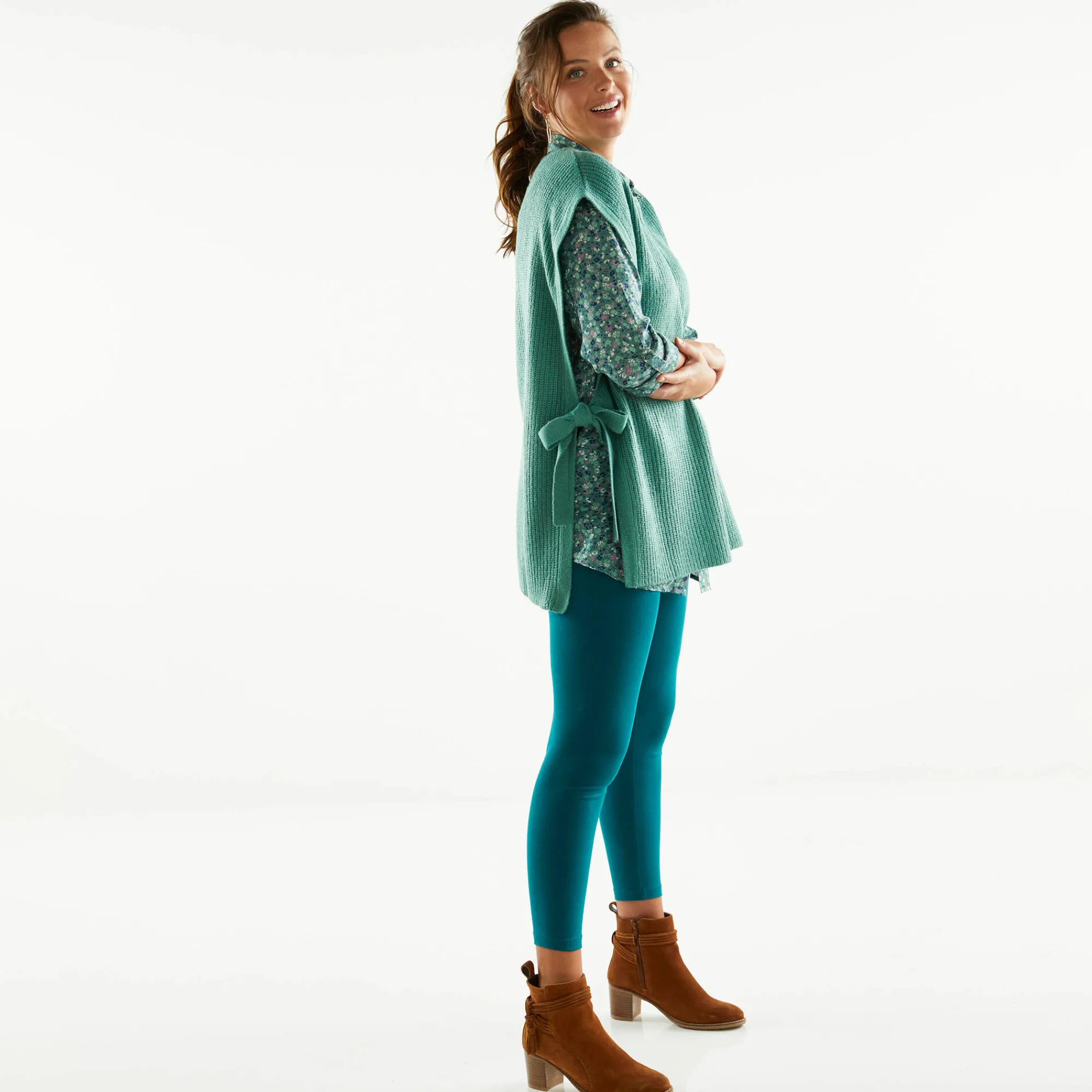 Legging<Blancheporte Set van 2 leggings met elastische taille donkergroen / zwart