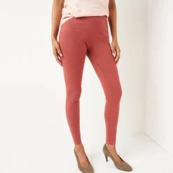 Legging<Blancheporte Set van 2 leggings met elastische taille terracotta + zwart