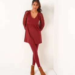 Legging<Blancheporte Set van 2 leggings met elastische taille bordeaux + zwart