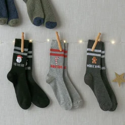 Ondergoed<Blancheporte Set van 3 paar sokken met kerstmotief grijs