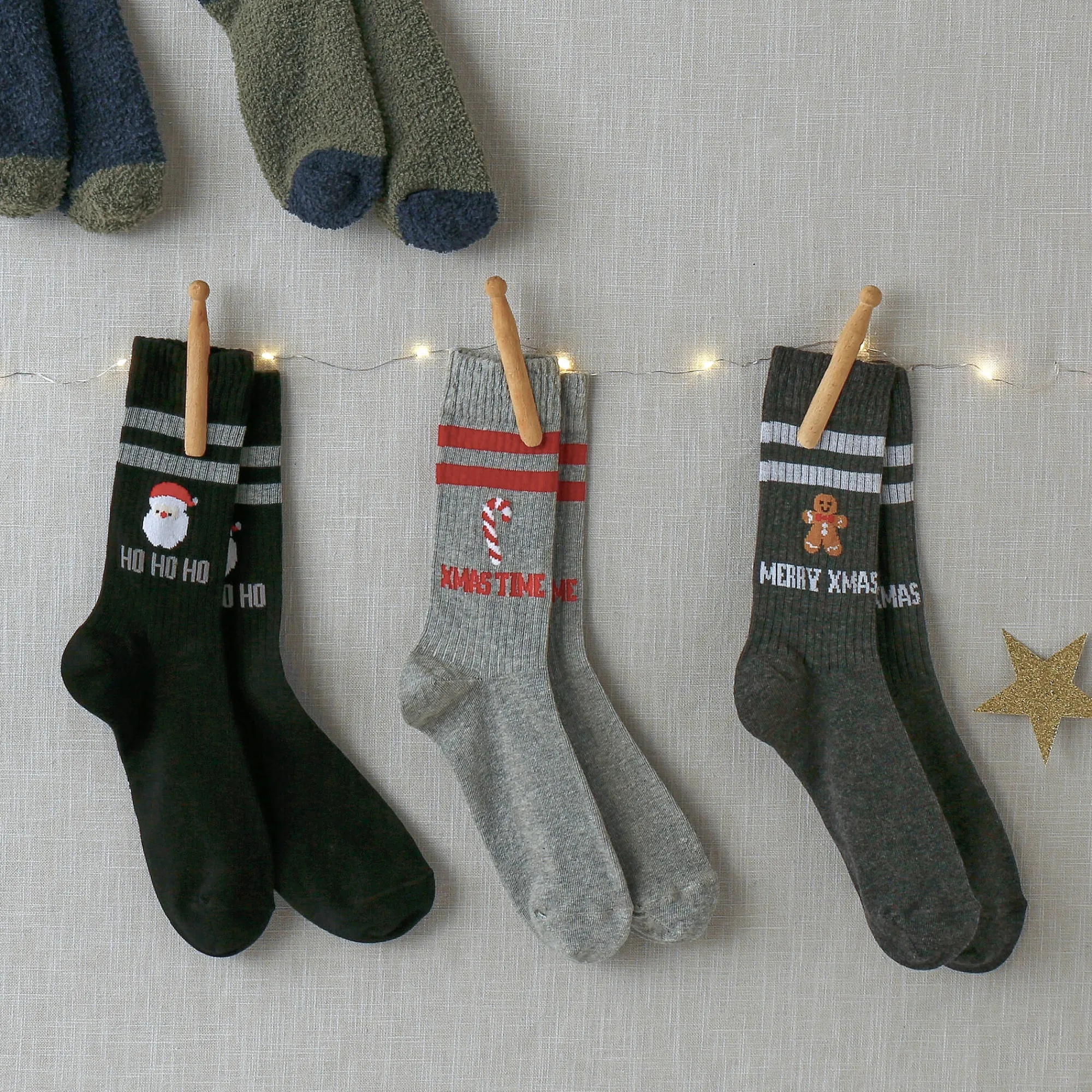 Ondergoed<Blancheporte Set van 3 paar sokken met kerstmotief grijs