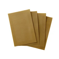 Placemat<Blancheporte Set van 4 placemats - gevlochten vinyl kerrie