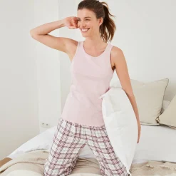 Pyjama<Blancheporte Set van 2 pyjamatopjes blauw + roze