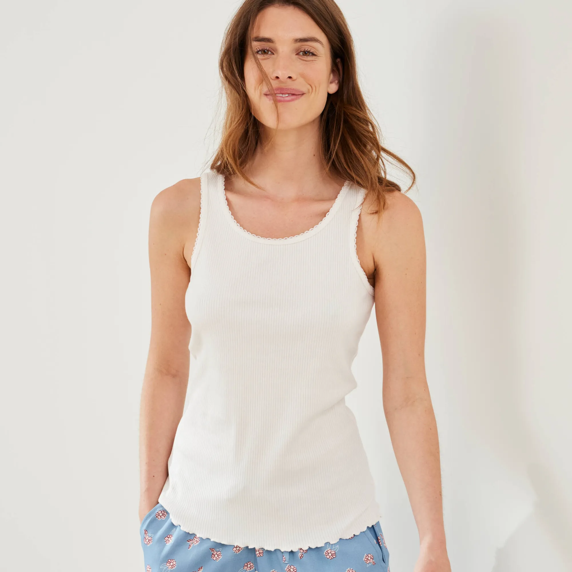 Pyjama<Blancheporte Set van 2 pyjamatopjes bordeaux + ecru