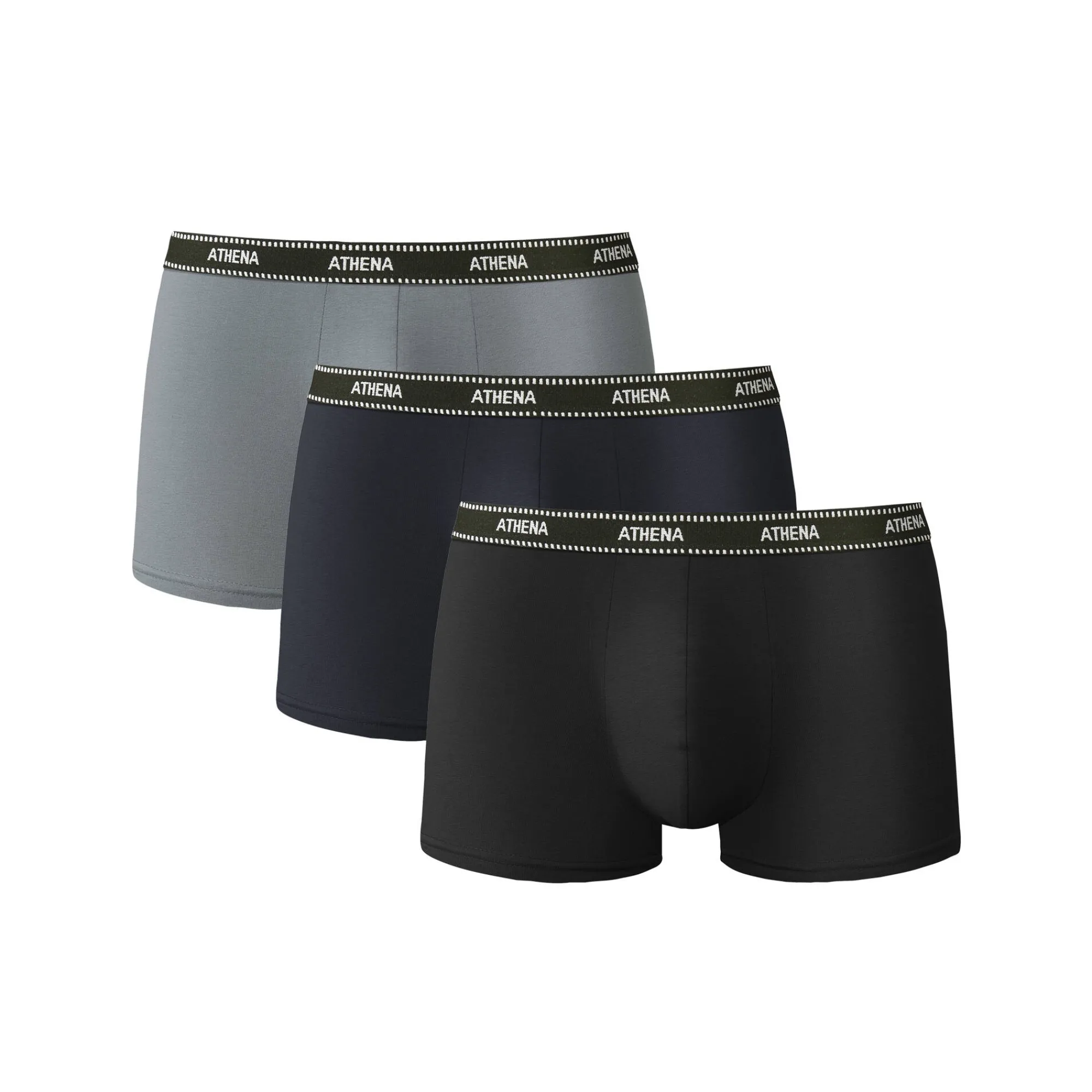 Ondergoed<Athena Set van 3 shorty's, Ecopack ® marine + zwart + grijs
