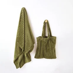 Plaid<Blancheporte Set van plaid en tas in fleece kaki