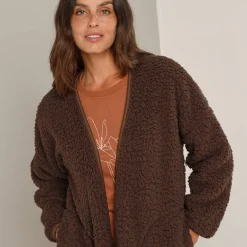 Peignoir En Kamerjas<Blancheporte Sherpa-binnenjas chocolade