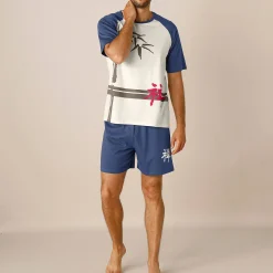 Pyjama En Kamerjas<Blancheporte Shortama met bamboemotief ecru / indigo