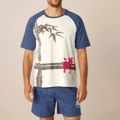Pyjama En Kamerjas<Blancheporte Shortama met bamboemotief ecru / indigo