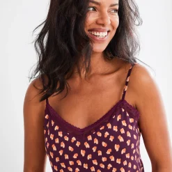 Pyjama<Blancheporte Shortama met dierenhuidprint en kant aubergine
