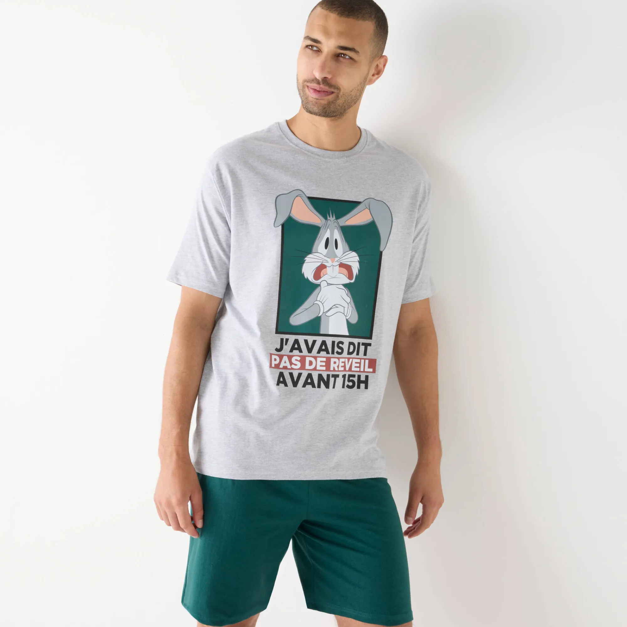 Pyjama En Kamerjas<Blancheporte Shortama met korte mouwen Bugs Bunny groen / grijs