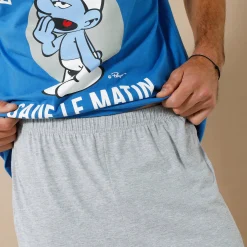 Pyjama En Kamerjas<Blancheporte Shortama met ronde hals Schtroumpfs® blauw / grijs
