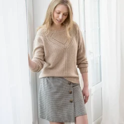 Rok<Blancheporte Short-rok met ruitjesmotief beige / chocolade