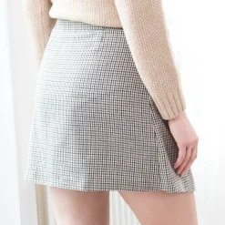 Rok<Blancheporte Short-rok met ruitjesmotief beige / chocolade