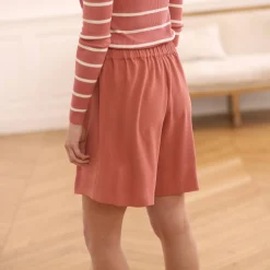 Rok<Blancheporte Shortrokje in wikkelstijl met knoopsluiting rozenhout