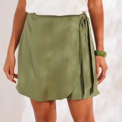 Short<Blancheporte Short-rokje met bindlintjes kaki