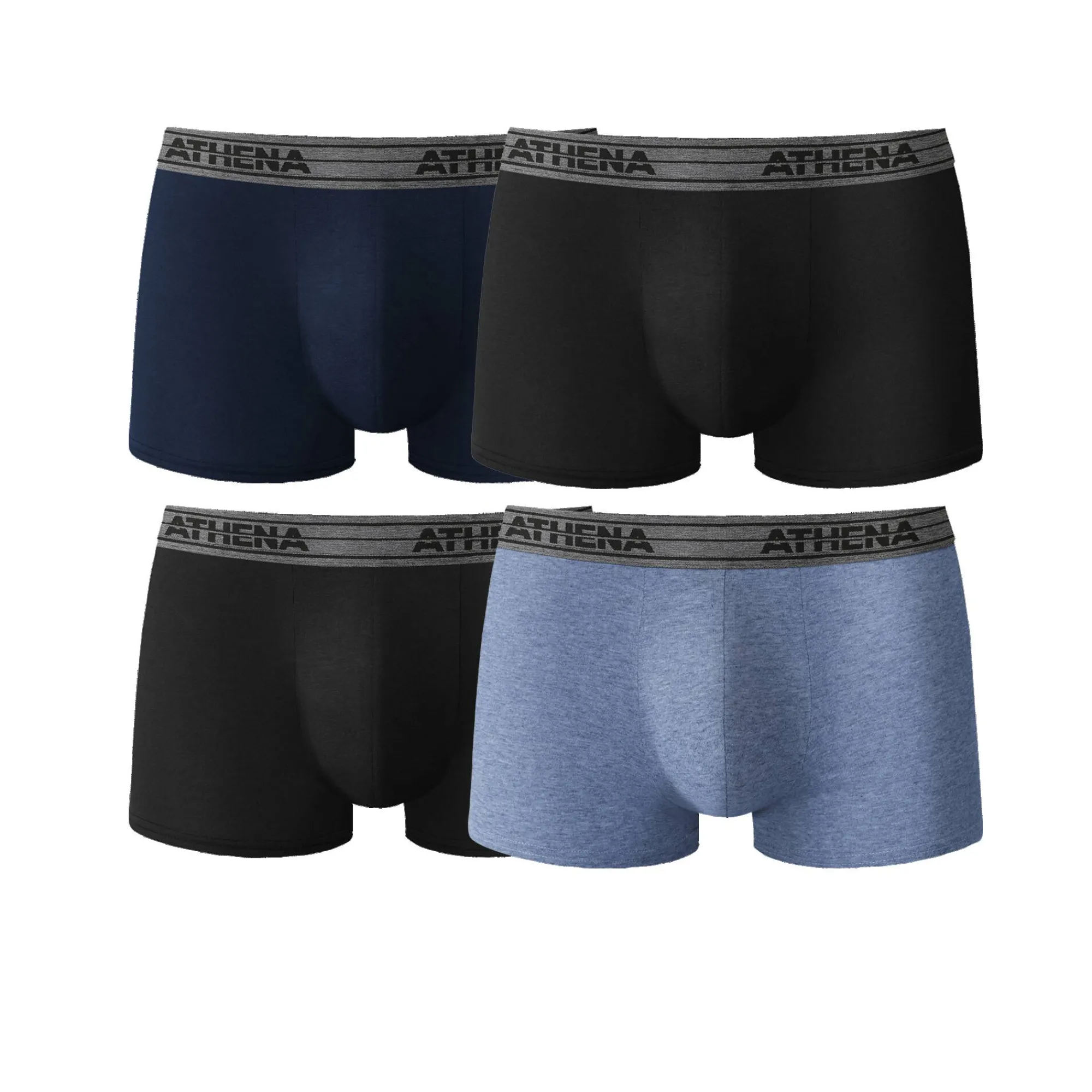 Ondergoed<Athena Shorty Basic Coton - set van 4 zwart + blauw + jeans