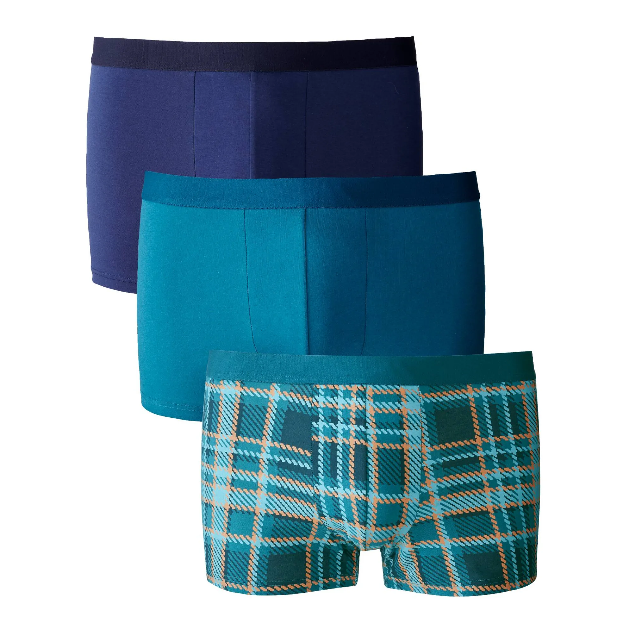 Ondergoed<Blancheporte Shorty, geruit en effen - set van 3 eendenblauw