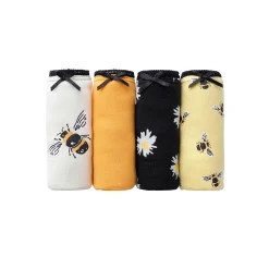 Slip En Shorty<Blancheporte Shorty in katoen bedrukt met bijpassende bijenmotieven - set van 4 zwart / geel