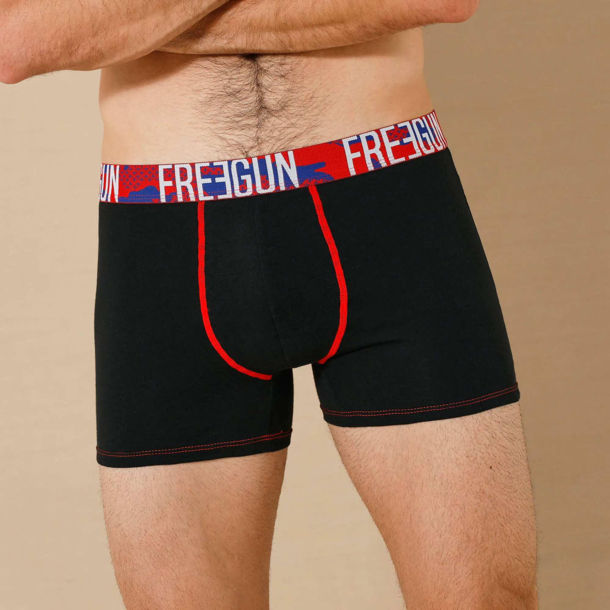 Ondergoed<Freegun Shorty in stretchkatoen ® - set van 2 zwart + rood