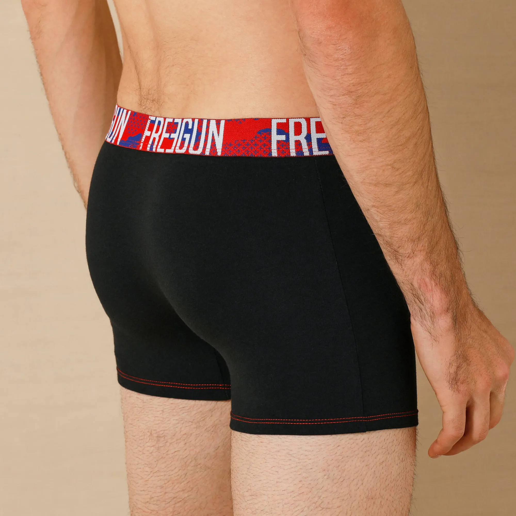 Ondergoed<Freegun Shorty in stretchkatoen ® - set van 2 zwart + rood