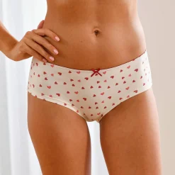 Slip En Shorty<Blancheporte Shorty in stretchkatoen met hartjesprint - set van 4 rood