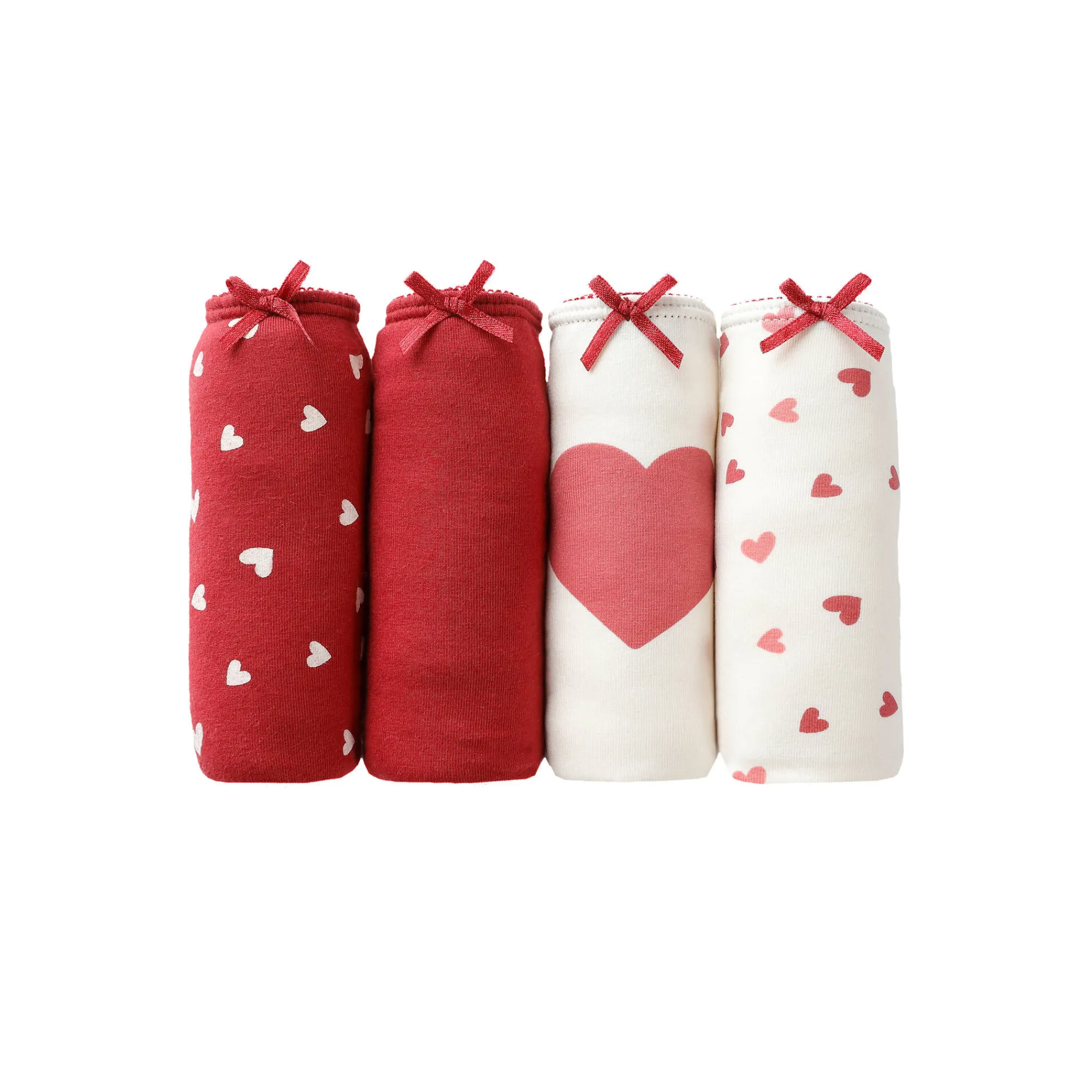 Slip En Shorty<Blancheporte Shorty in stretchkatoen met hartjesprint - set van 4 rood