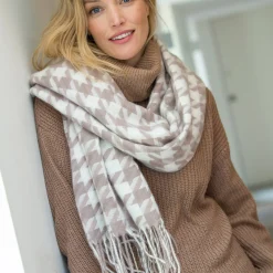 Accessoires En Juwelen<Blancheporte Sjaal in ultrazachte pied-de-coq ecru / beige