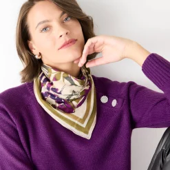 Sieraden En Feestaccessoires|Accessoires En Juwelen<Blancheporte Sjaaltje met zwaluwenprint, in katoenvoile bronskleur / violine
