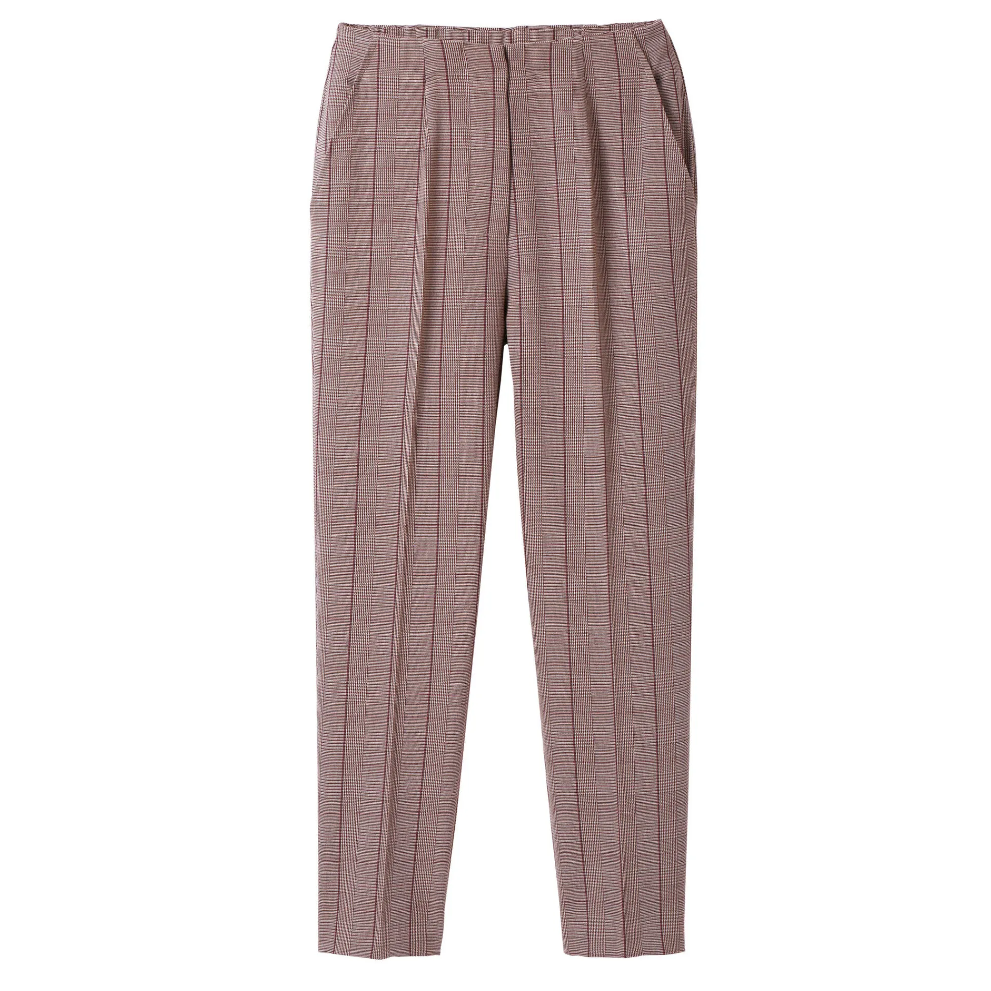 Broek<Blancheporte Slimbroek met ruitenprint, kleine lengtes chocolade
