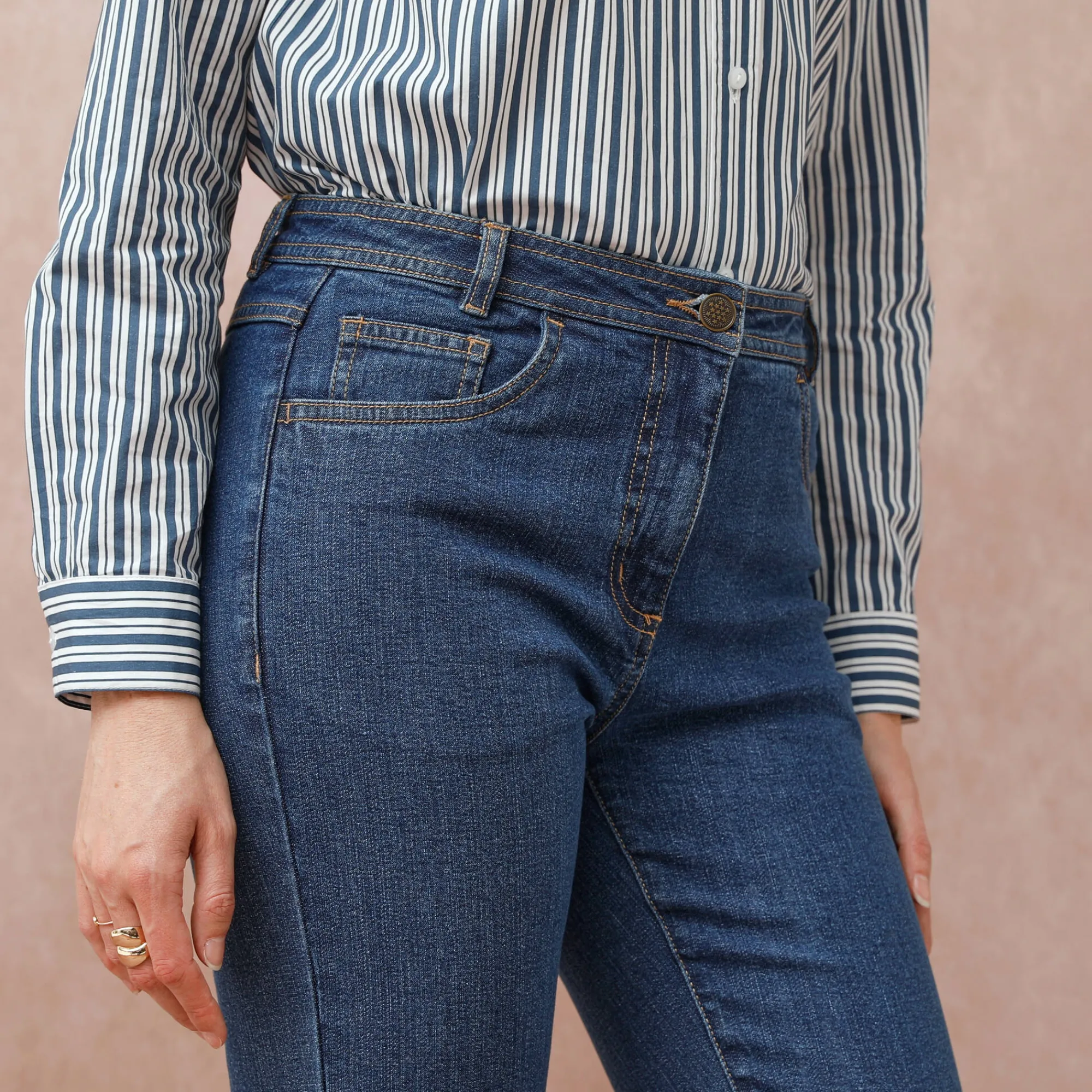 Jeans|Broek<Blancheporte Slimjeans met hoge taille, ingekort model stone