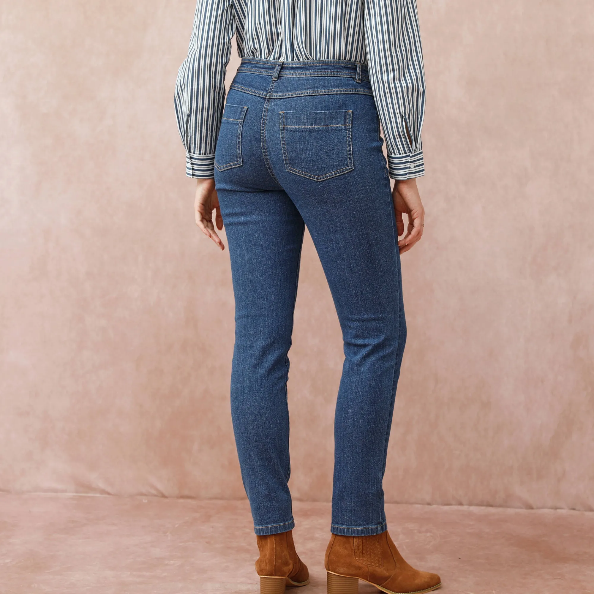 Jeans|Broek<Blancheporte Slimjeans met hoge taille, ingekort model stone