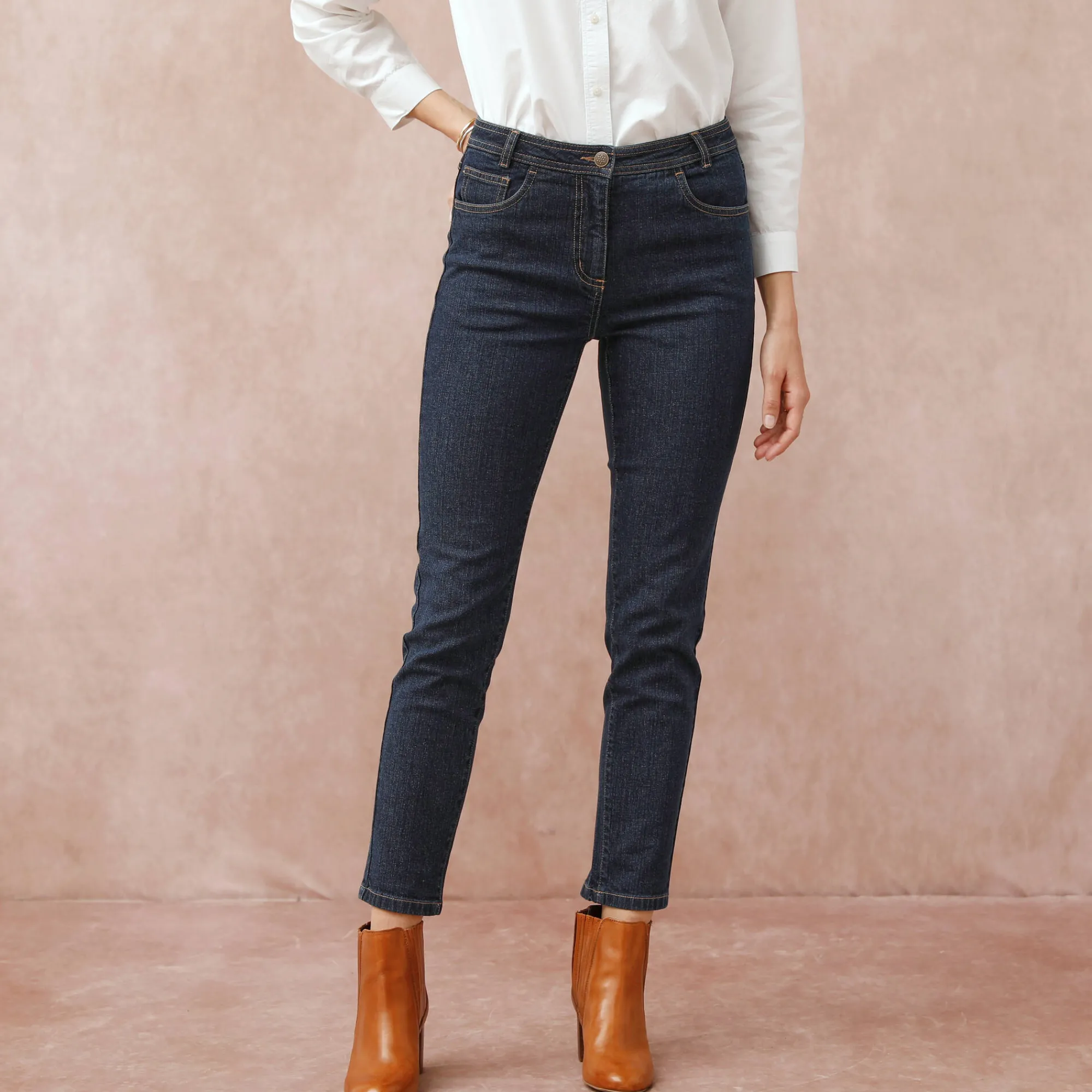 Jeans|Broek<Blancheporte Slimjeans met hoge taille, ingekort model raw